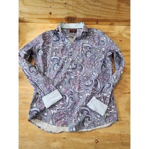 CONSEQUENCE Blue Purple paisley print SHIRT Size Small